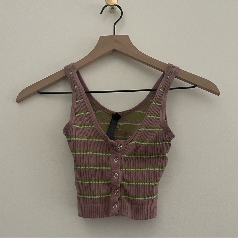 Out From Under Urban Outfitters Lounge Top Stripped Purple Button Xs/S